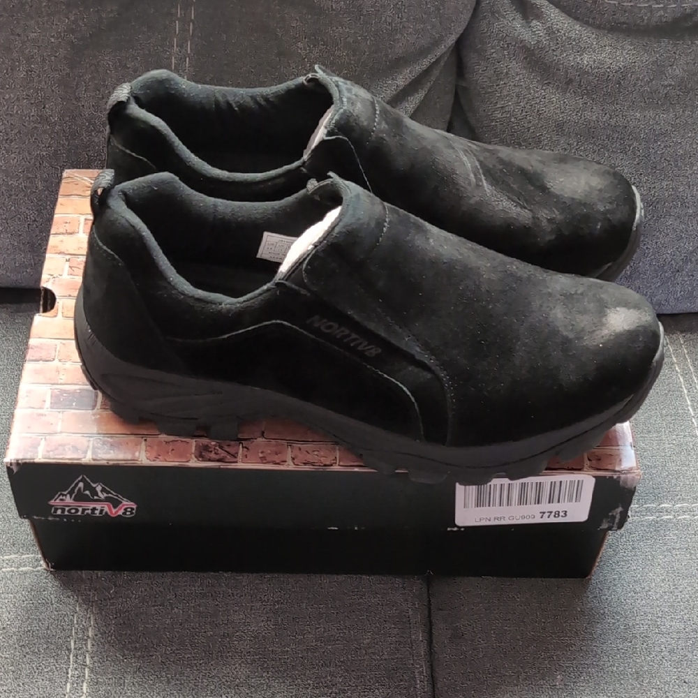 Nortiv 8 Mens Black Suede Slip On Loafers Size 12 Casual Hiking